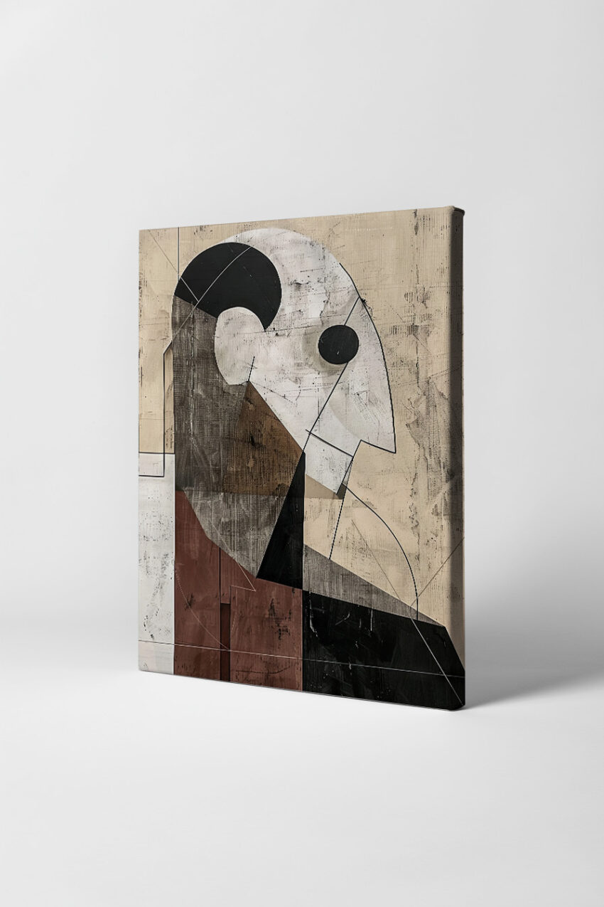 Grafikdesign Poster Kopf abstrakt geometrisch braun schwarz weiß