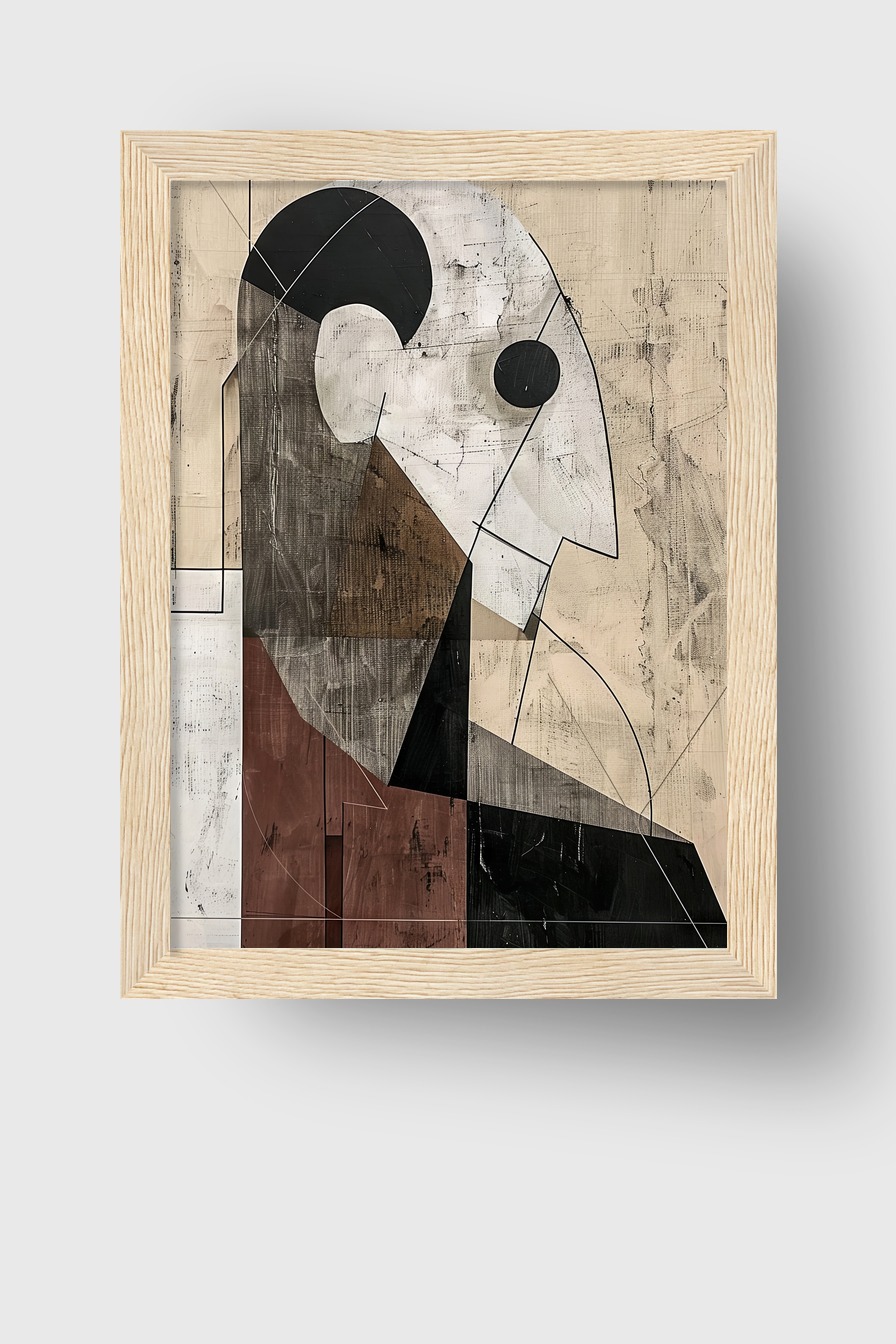 Grafikdesign Poster Kopf abstrakt geometrisch braun schwarz weiß