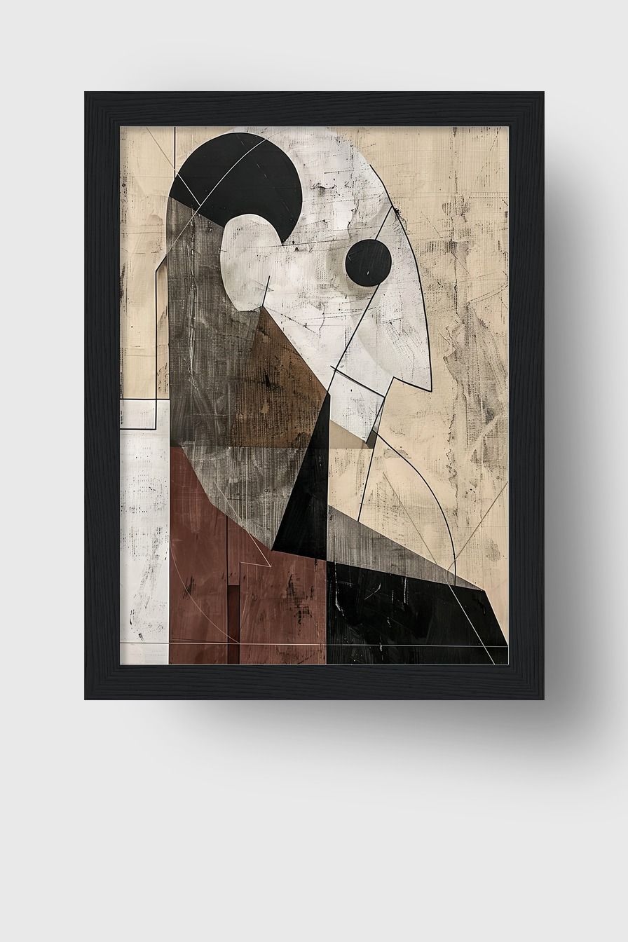 Grafikdesign Poster Kopf abstrakt geometrisch braun schwarz weiß