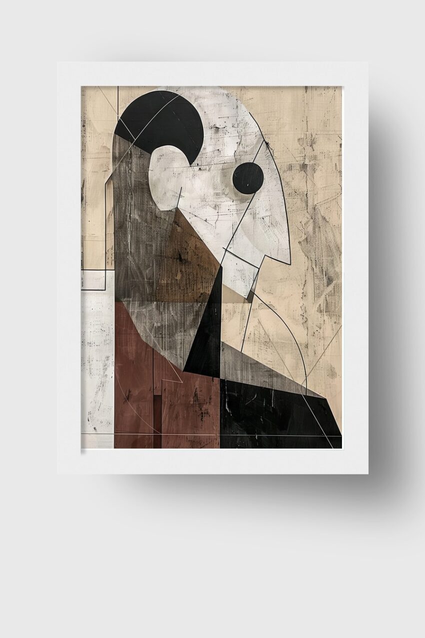 Grafikdesign Poster Kopf abstrakt geometrisch braun schwarz weiß