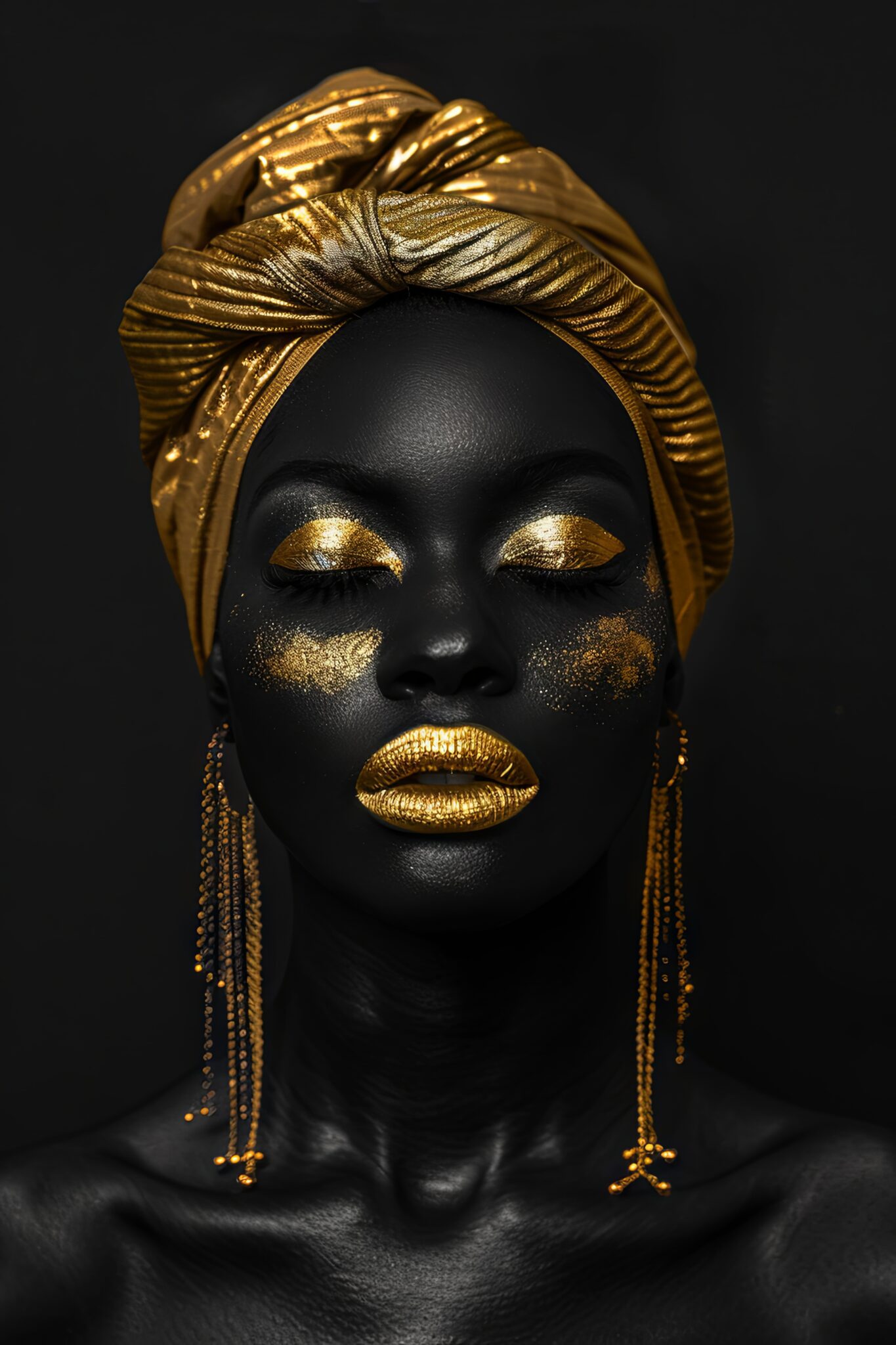 Fotografie Poster Porträt goldener Schmuck schwarz