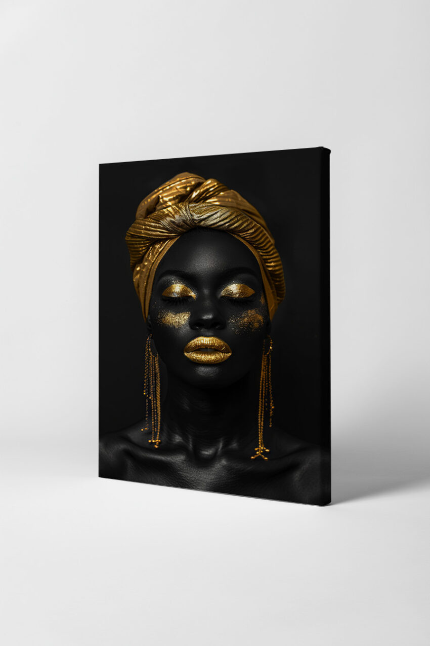 Fotografie Poster Porträt goldener Schmuck schwarz