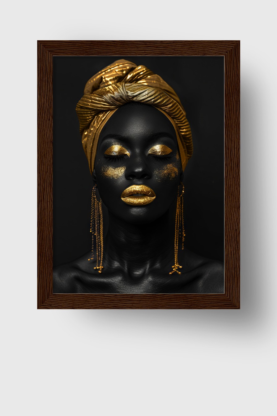 Fotografie Poster Porträt goldener Schmuck schwarz