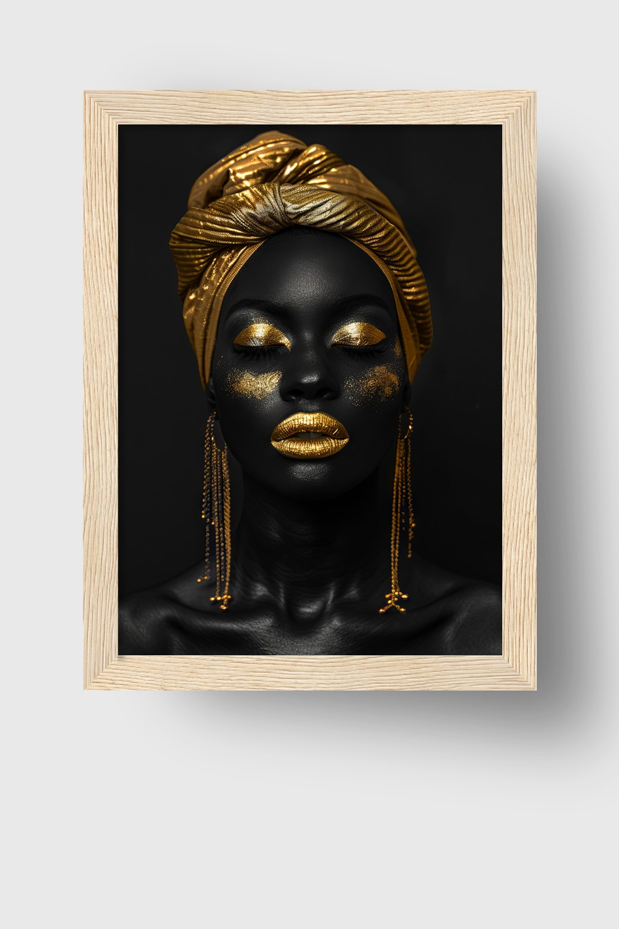 Fotografie Poster Porträt goldener Schmuck schwarz