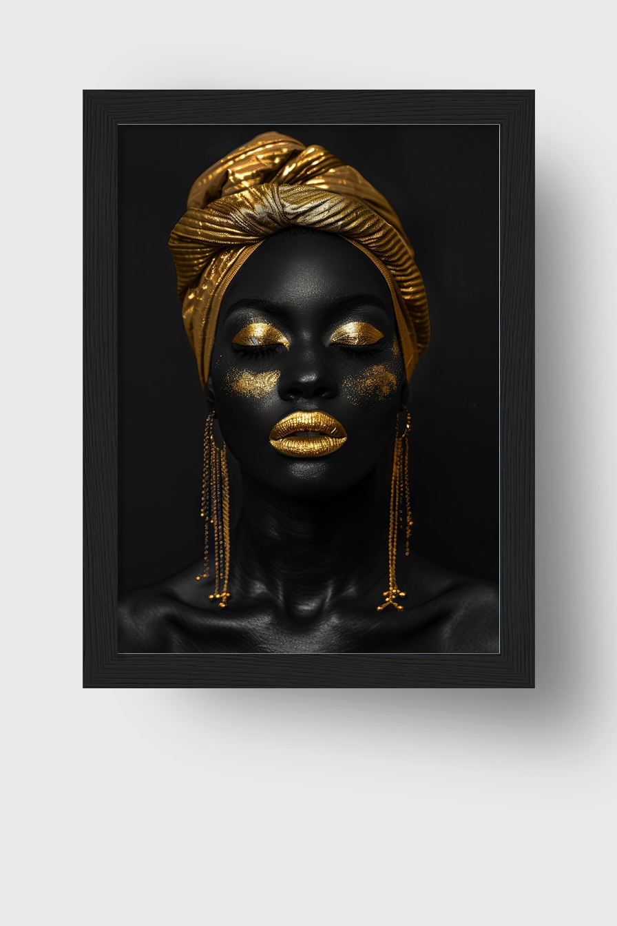 Fotografie Poster Porträt goldener Schmuck schwarz