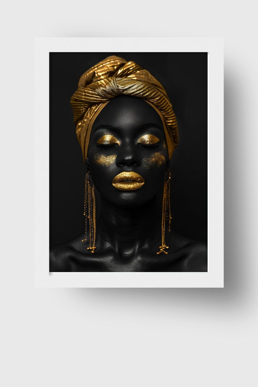 Fotografie Poster Porträt goldener Schmuck schwarz
