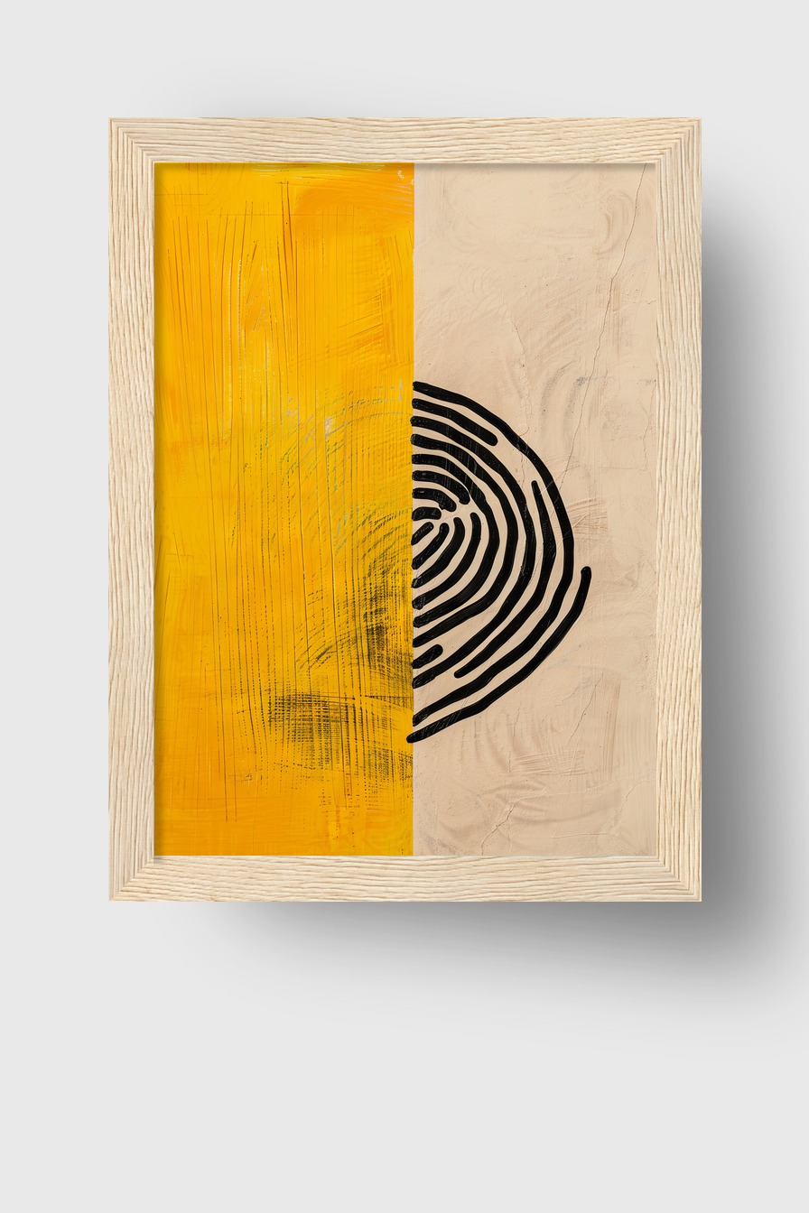 Grafik Poster Baumscheibe abstrakt gelb schwarz