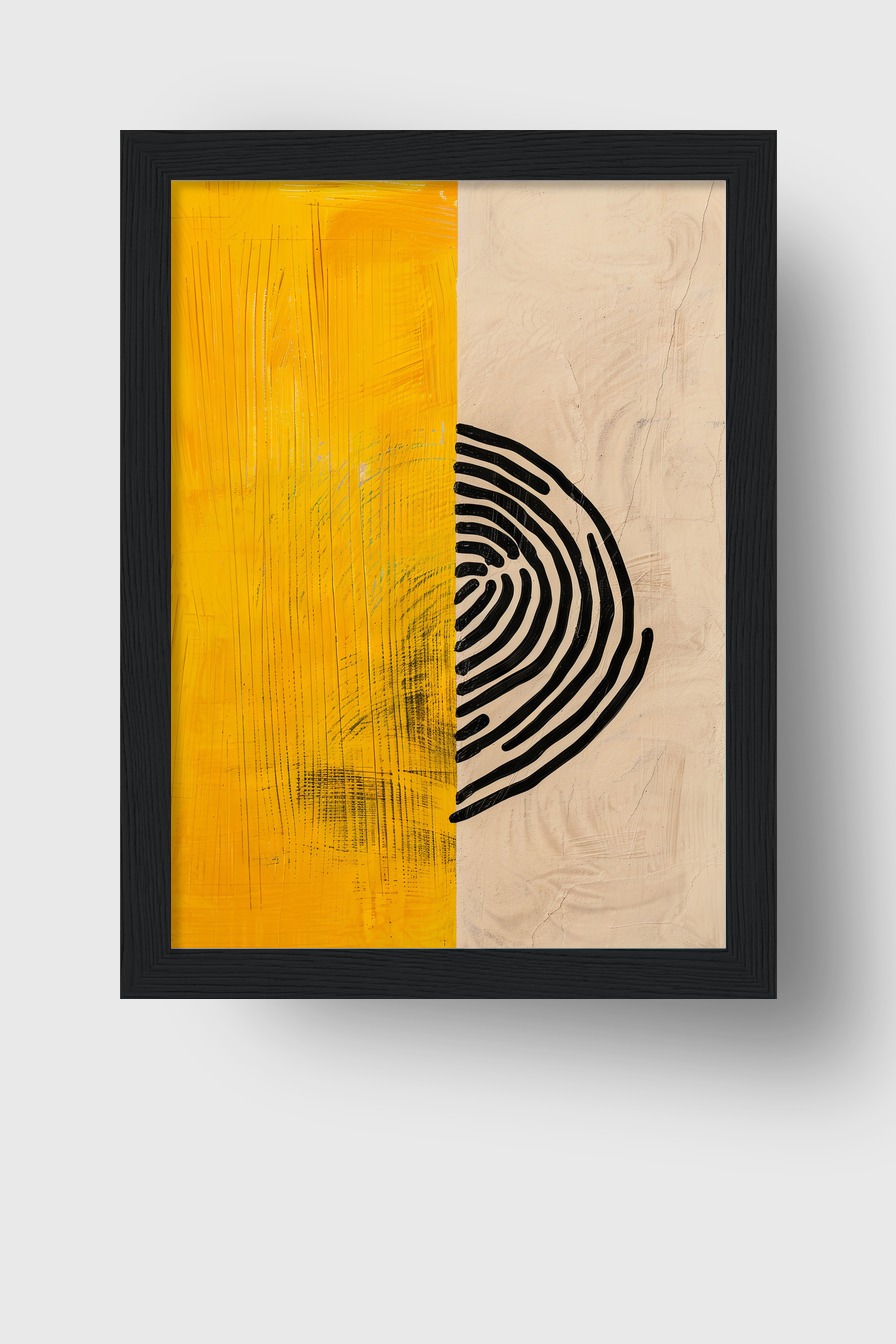 Grafik Poster Baumscheibe abstrakt gelb schwarz