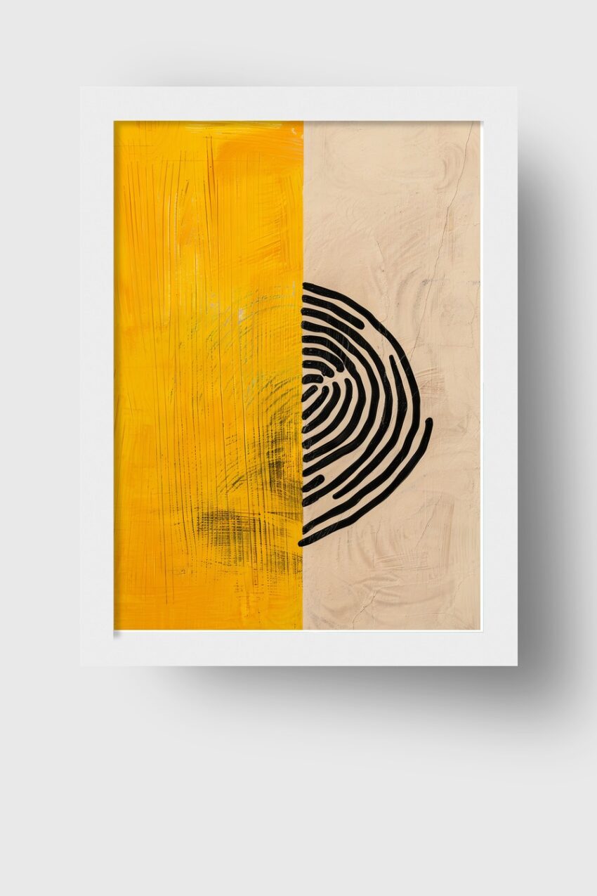 Grafik Poster Baumscheibe abstrakt gelb schwarz