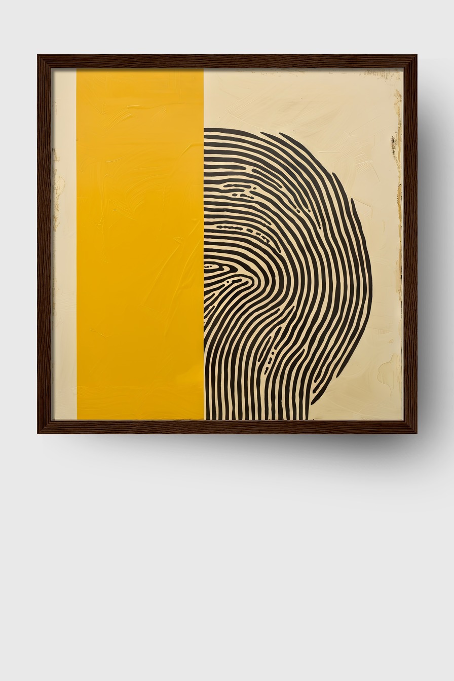 Grafik Poster Fingerabdruck abstrakt schwarz gelb