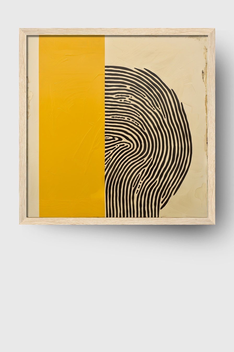Grafik Poster Fingerabdruck abstrakt schwarz gelb
