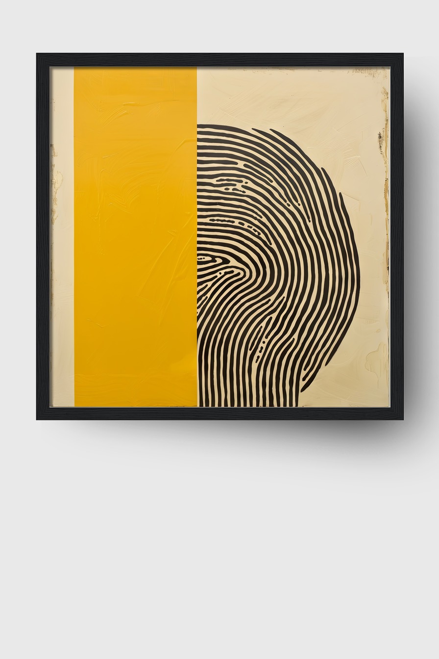 Grafik Poster Fingerabdruck abstrakt schwarz gelb