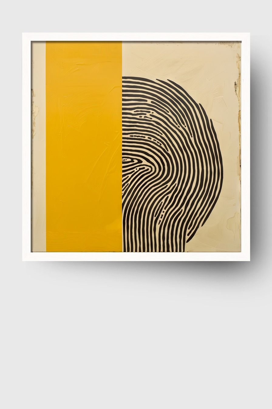 Grafik Poster Fingerabdruck abstrakt schwarz gelb