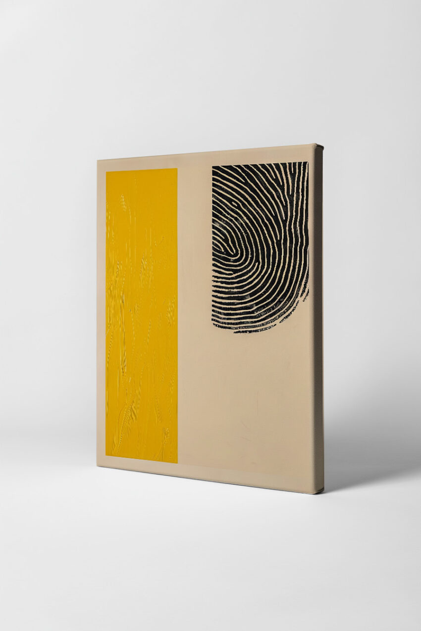 Grafik Poster Fingerabdruck schwarz gelb minimalistisch