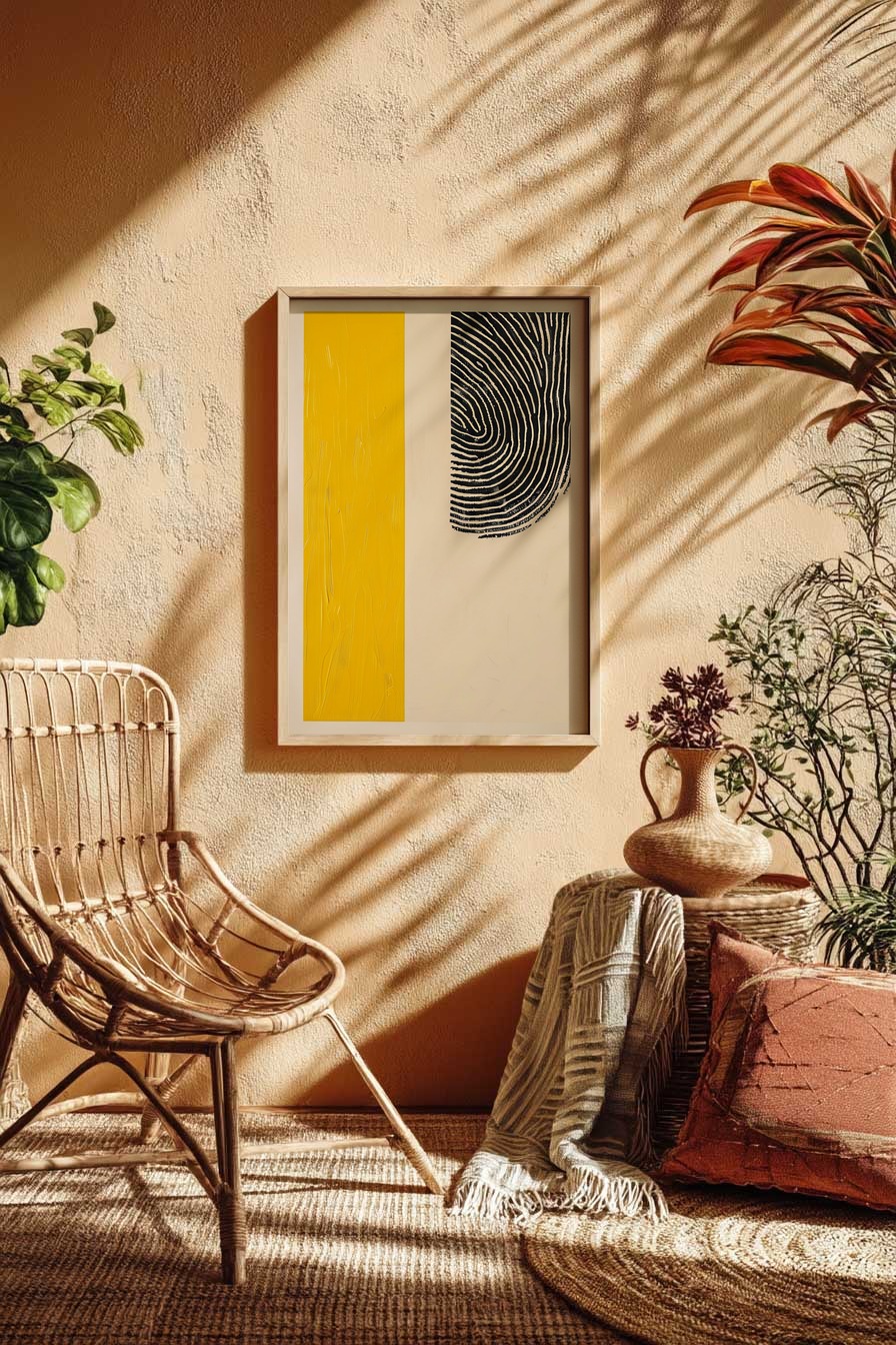 Grafik Poster Fingerabdruck schwarz gelb minimalistisch