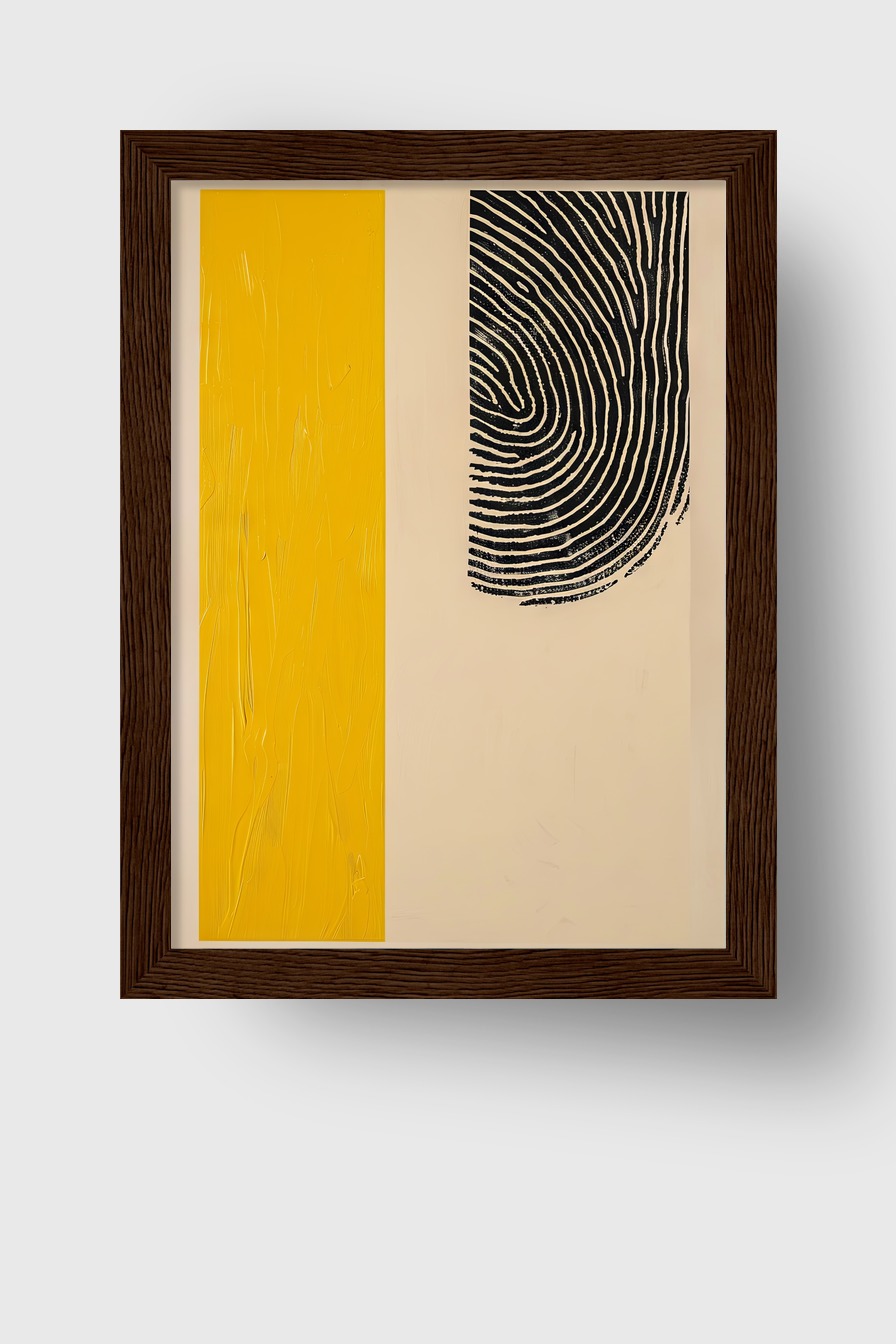 Grafik Poster Fingerabdruck schwarz gelb minimalistisch