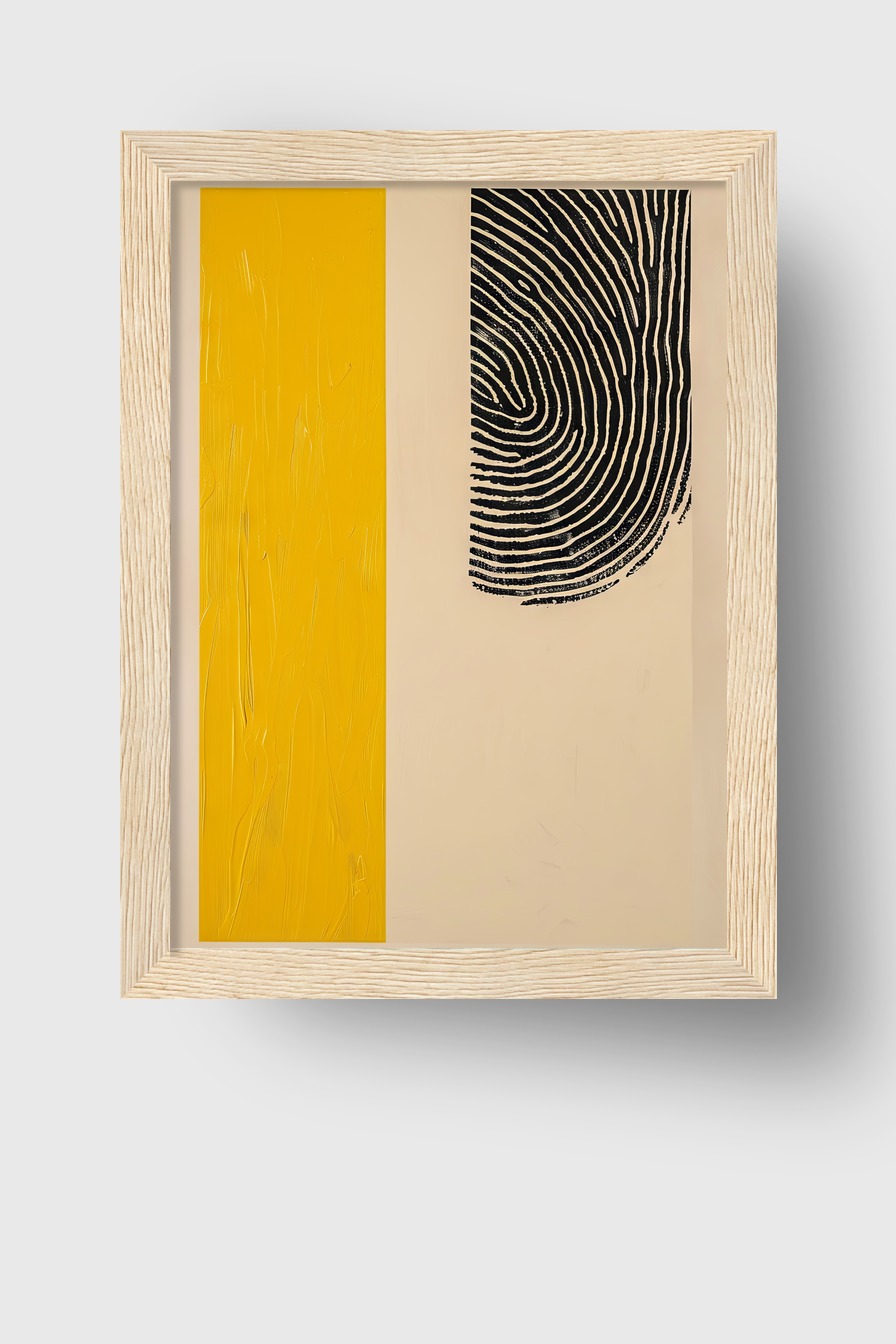 Grafik Poster Fingerabdruck schwarz gelb minimalistisch