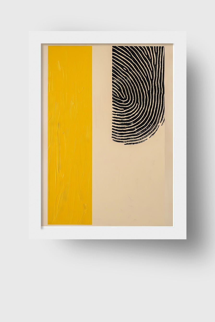 Grafik Poster Fingerabdruck schwarz gelb minimalistisch