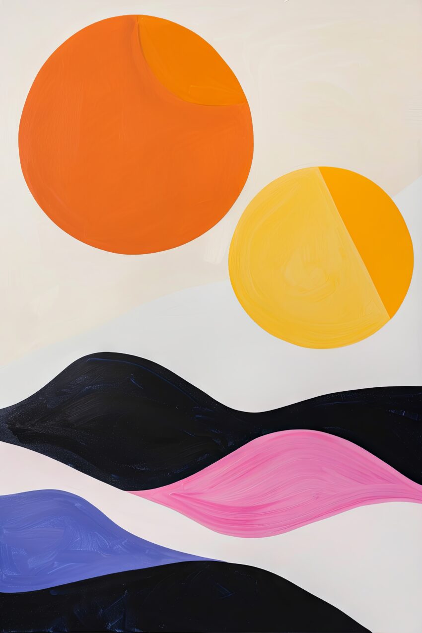 Abstrakt Poster Kreise farbig minimalistisch orange gelb