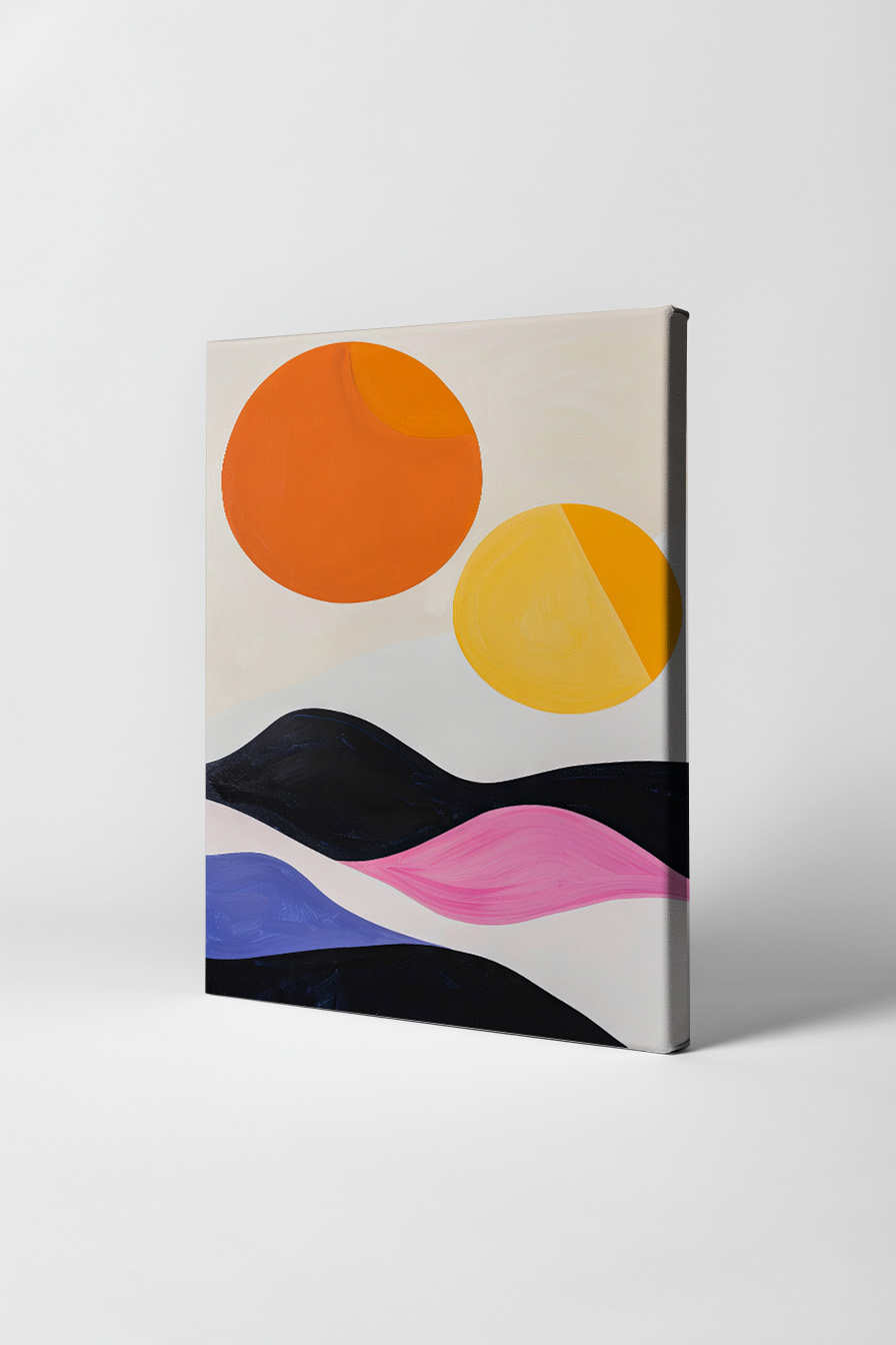 Abstrakt Poster Kreise farbig minimalistisch orange gelb