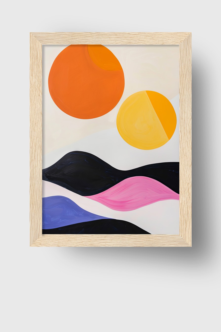 Abstrakt Poster Kreise farbig minimalistisch orange gelb