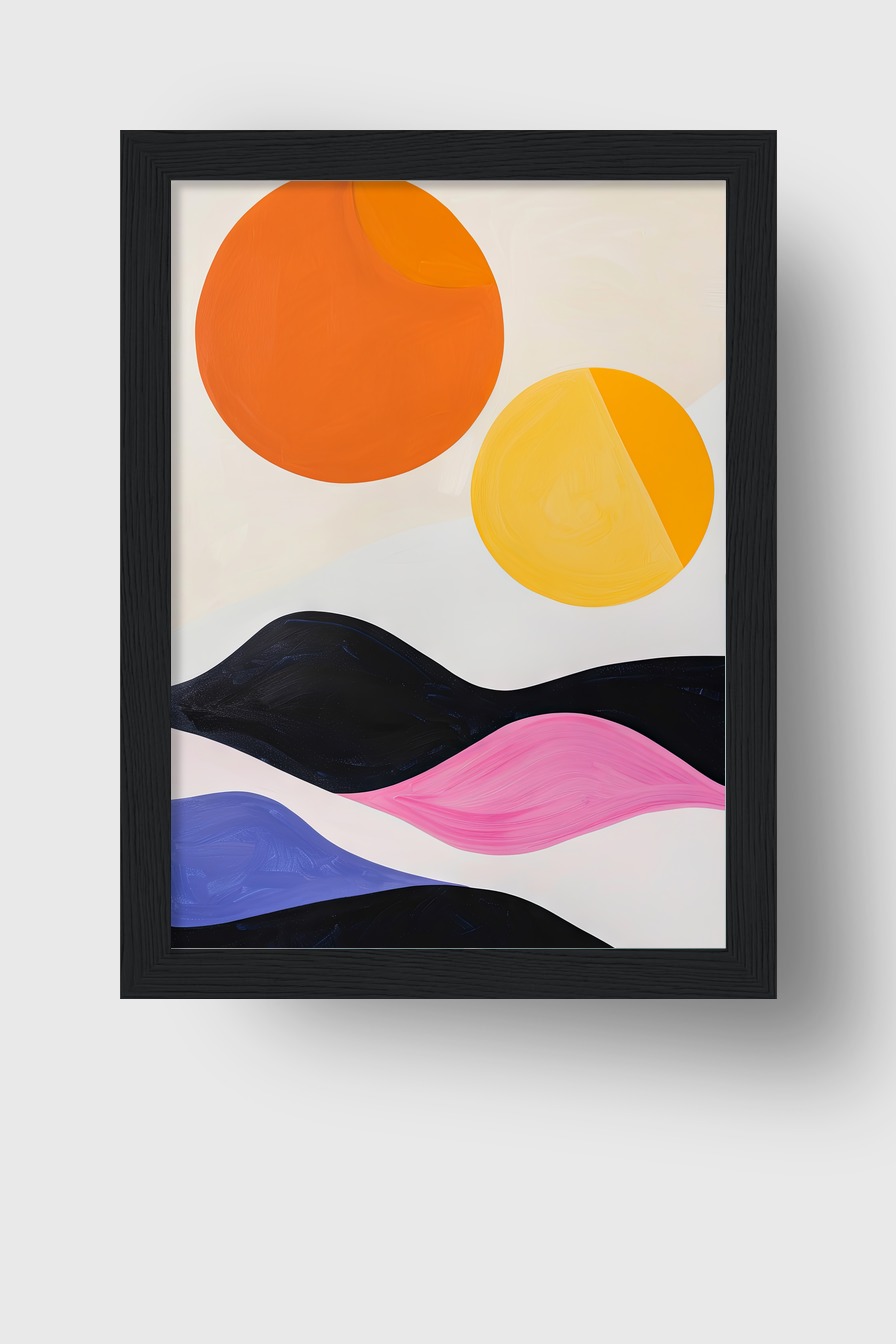Abstrakt Poster Kreise farbig minimalistisch orange gelb