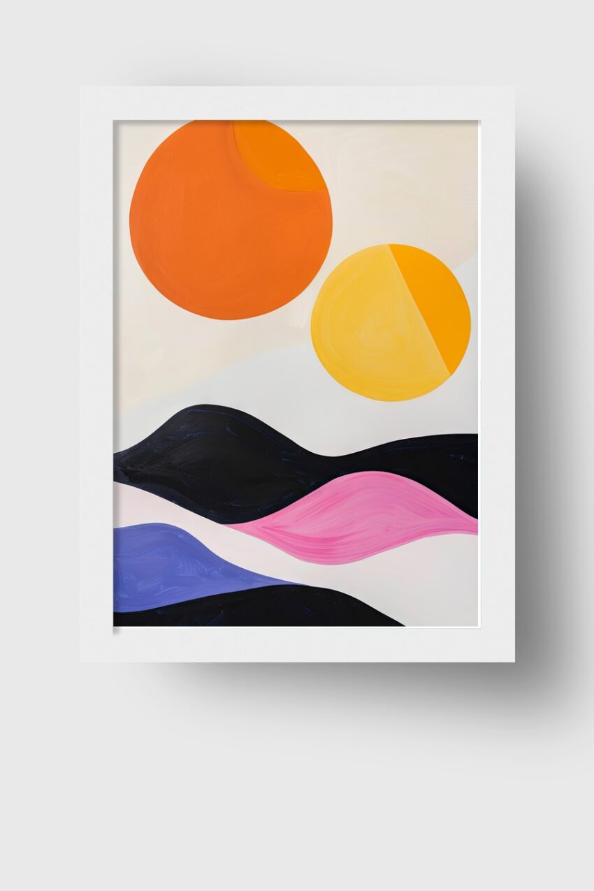 Abstrakt Poster Kreise farbig minimalistisch orange gelb