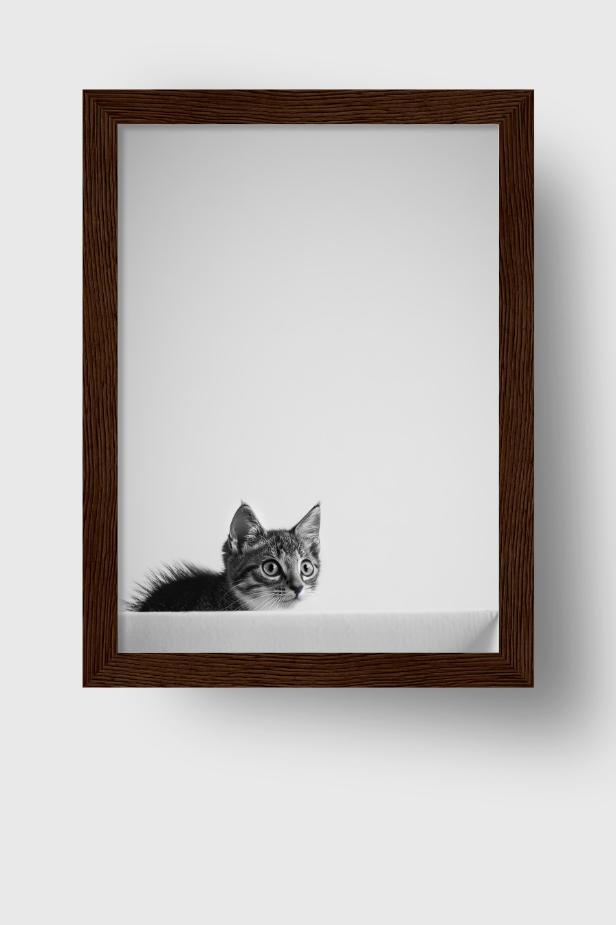 Fotografie Poster Katze schwarz-weiß konzentriert wachsam