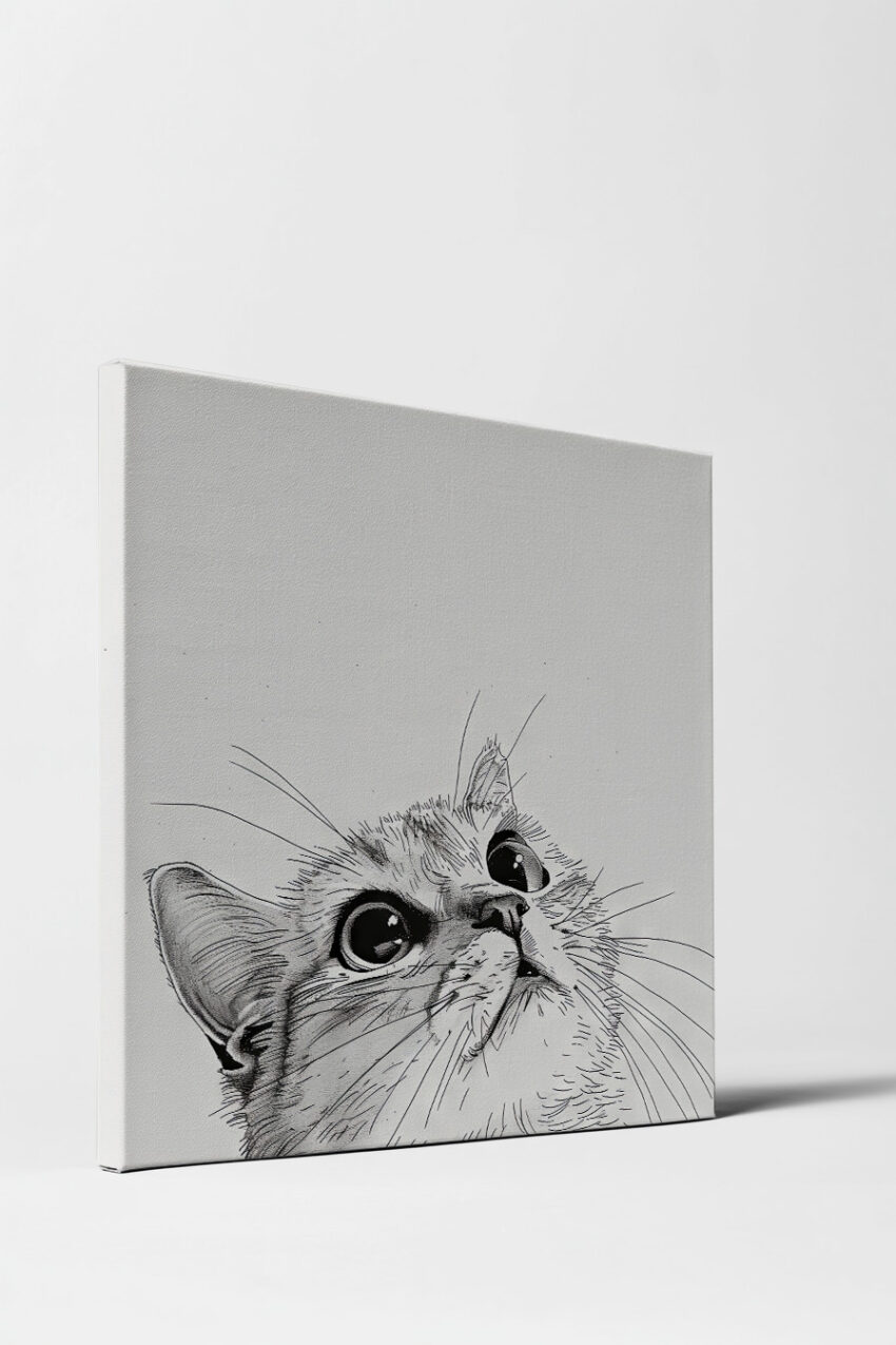Illustration Poster Katze Augen reflektierend schwarz-weiß