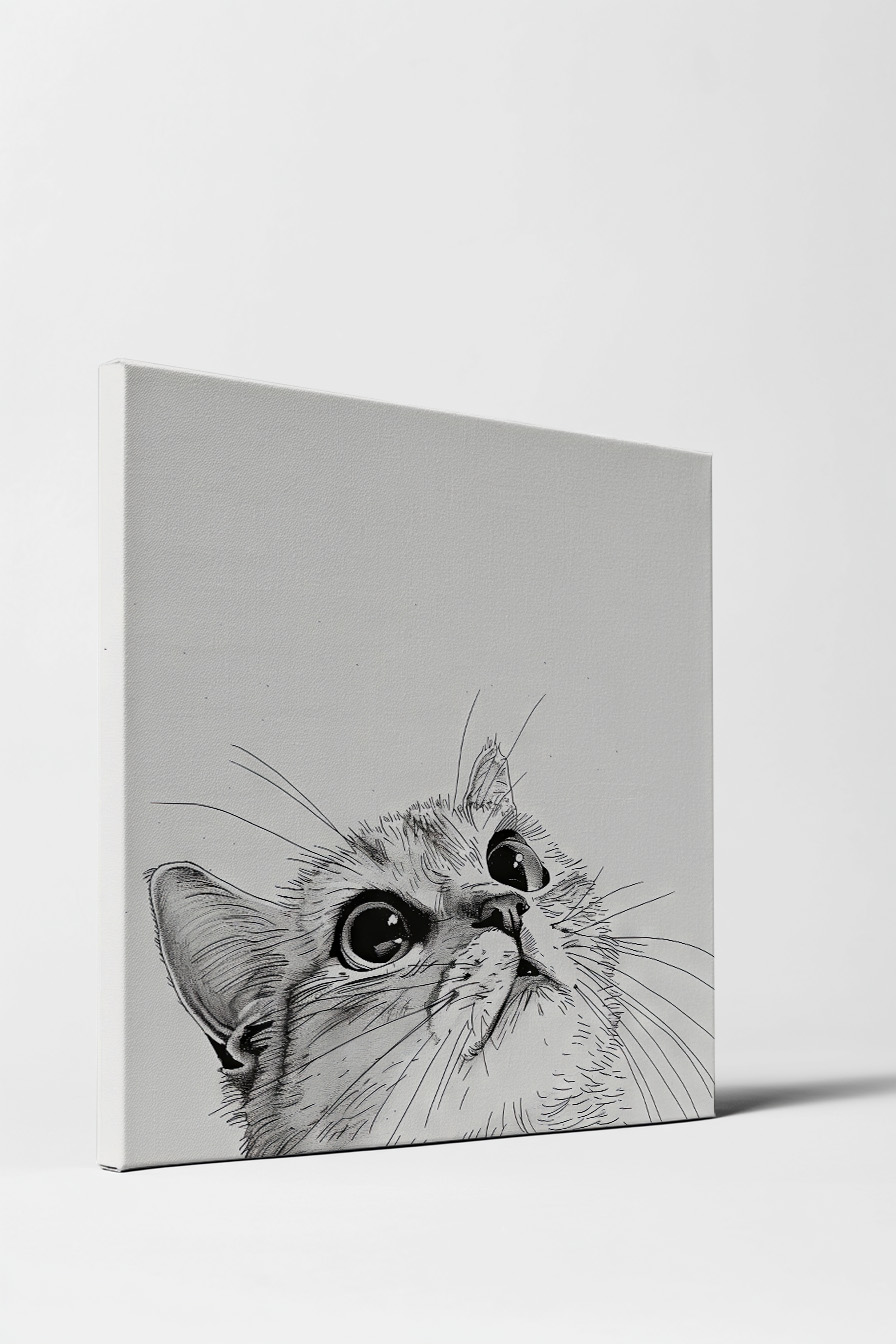 Illustration Poster Katze Augen reflektierend schwarz-weiß