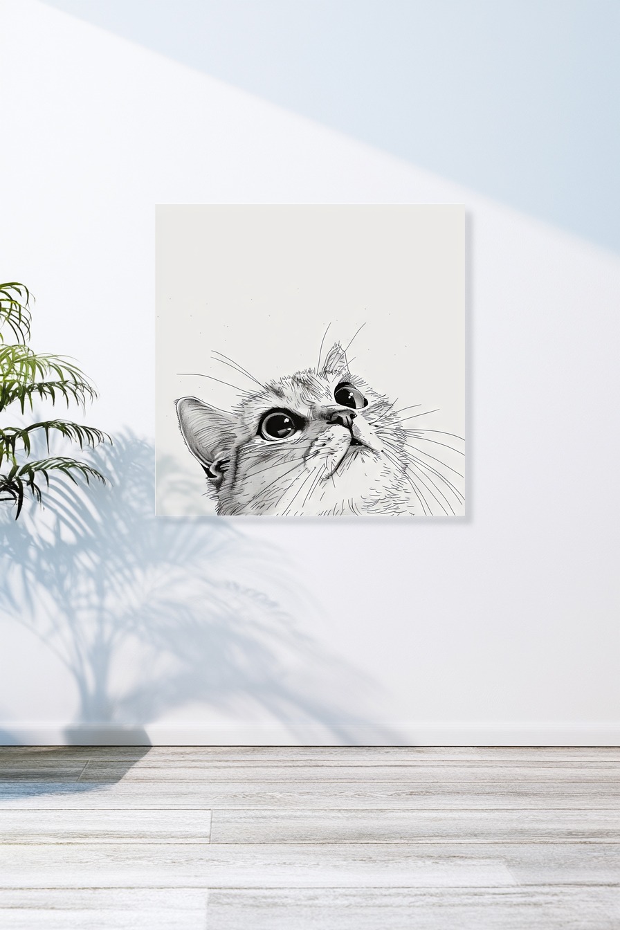 Illustration Poster Katze Augen reflektierend schwarz-weiß