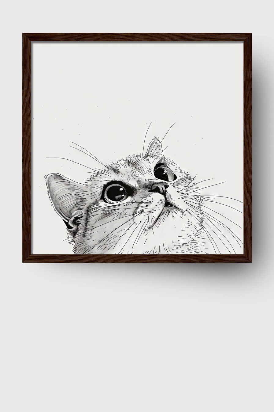 Illustration Poster Katze Augen reflektierend schwarz-weiß