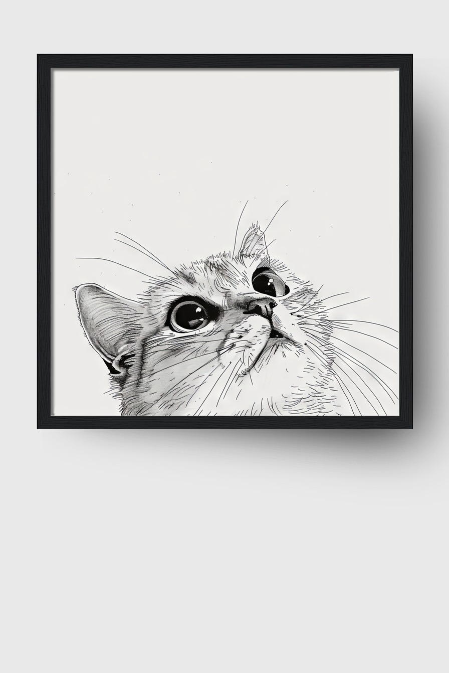 Illustration Poster Katze Augen reflektierend schwarz-weiß