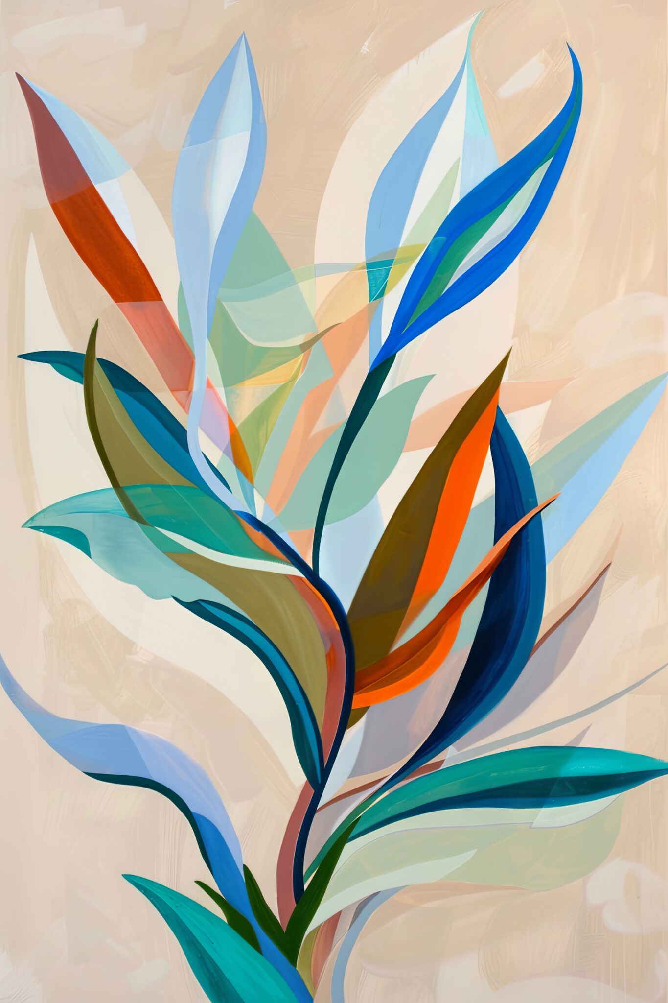 Illustration Poster Blätter abstrakt transparent bunt