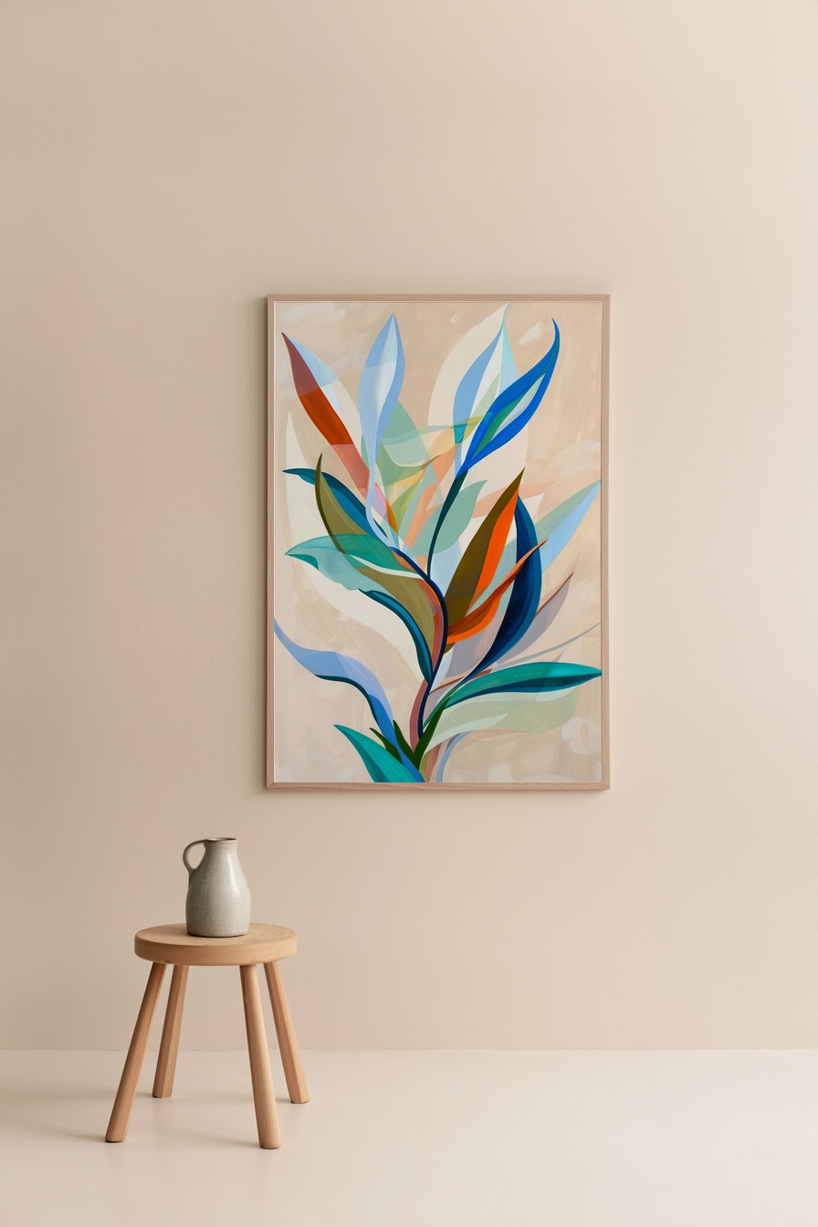 Illustration Poster Blätter abstrakt transparent bunt
