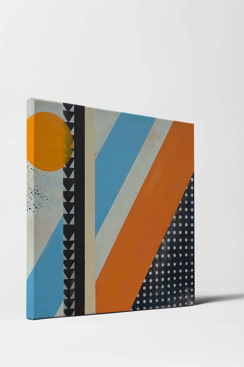 Grafik Poster Sonne abstrakt geometrisch orange blau