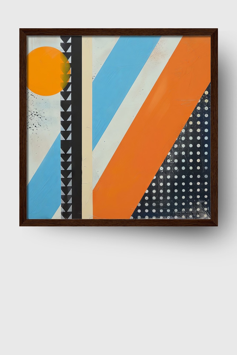 Grafik Poster Sonne abstrakt geometrisch orange blau