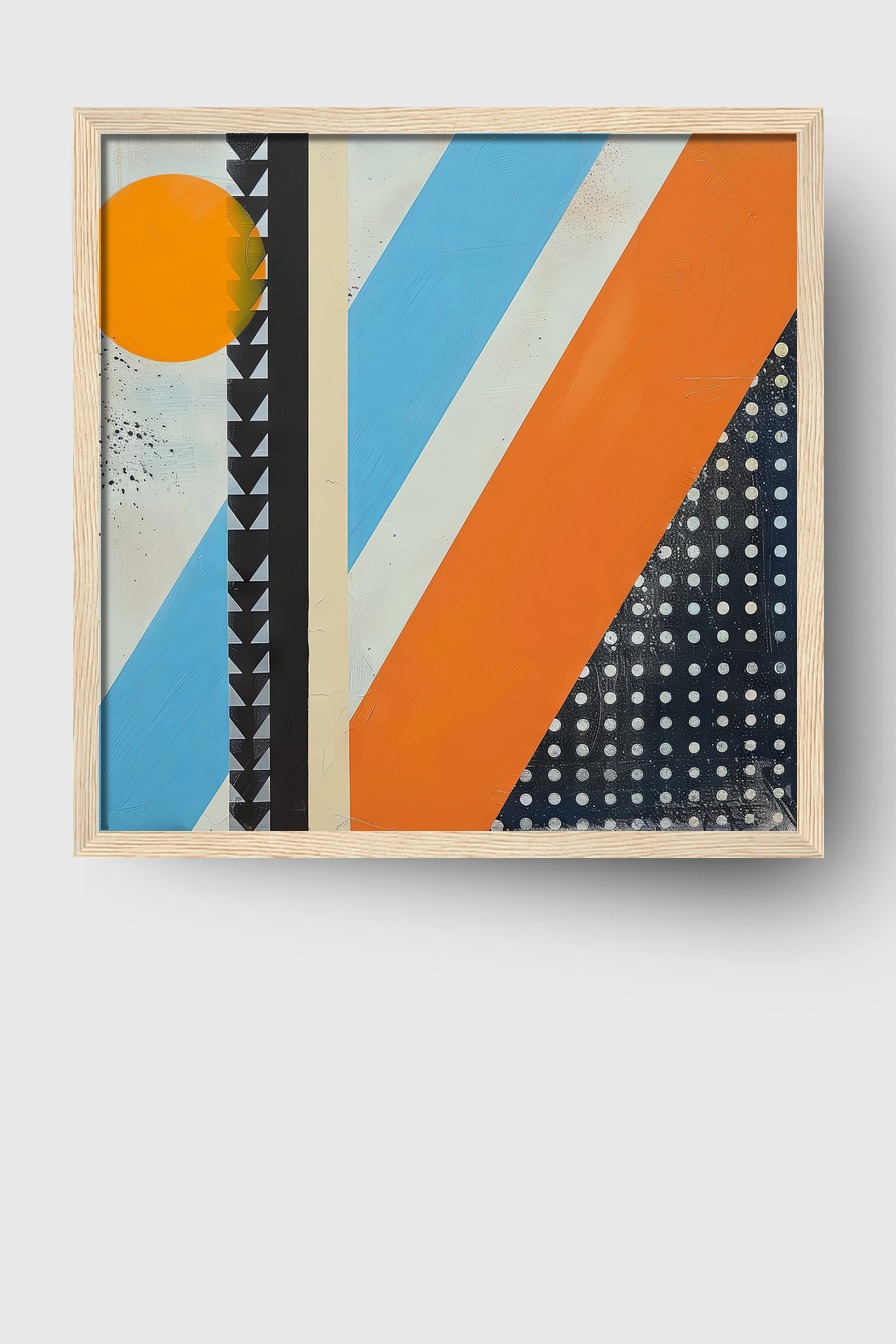Grafik Poster Sonne abstrakt geometrisch orange blau