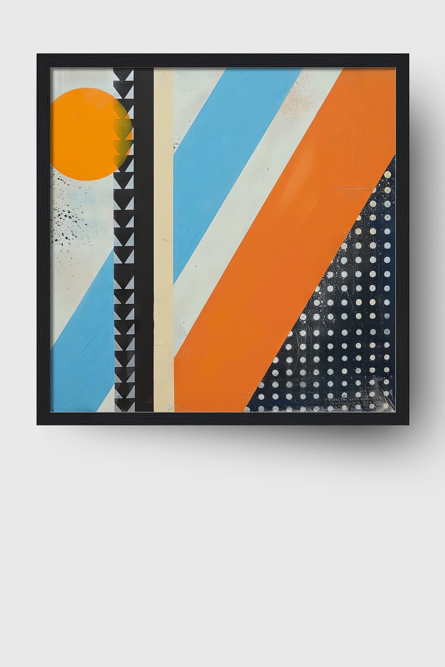 Grafik Poster Sonne abstrakt geometrisch orange blau