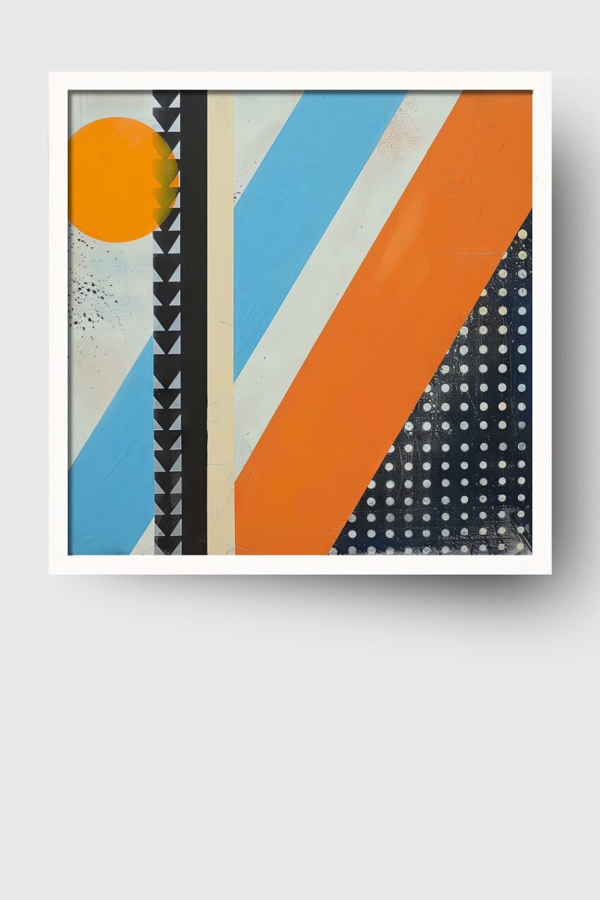 Grafik Poster Sonne abstrakt geometrisch orange blau