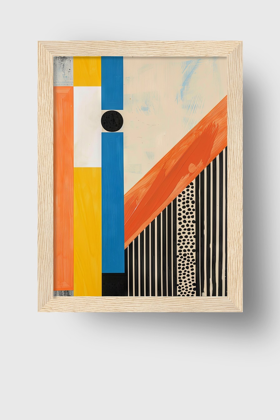 Grafikdesign Poster Streifen Punkte Kontrast Blau Gelb