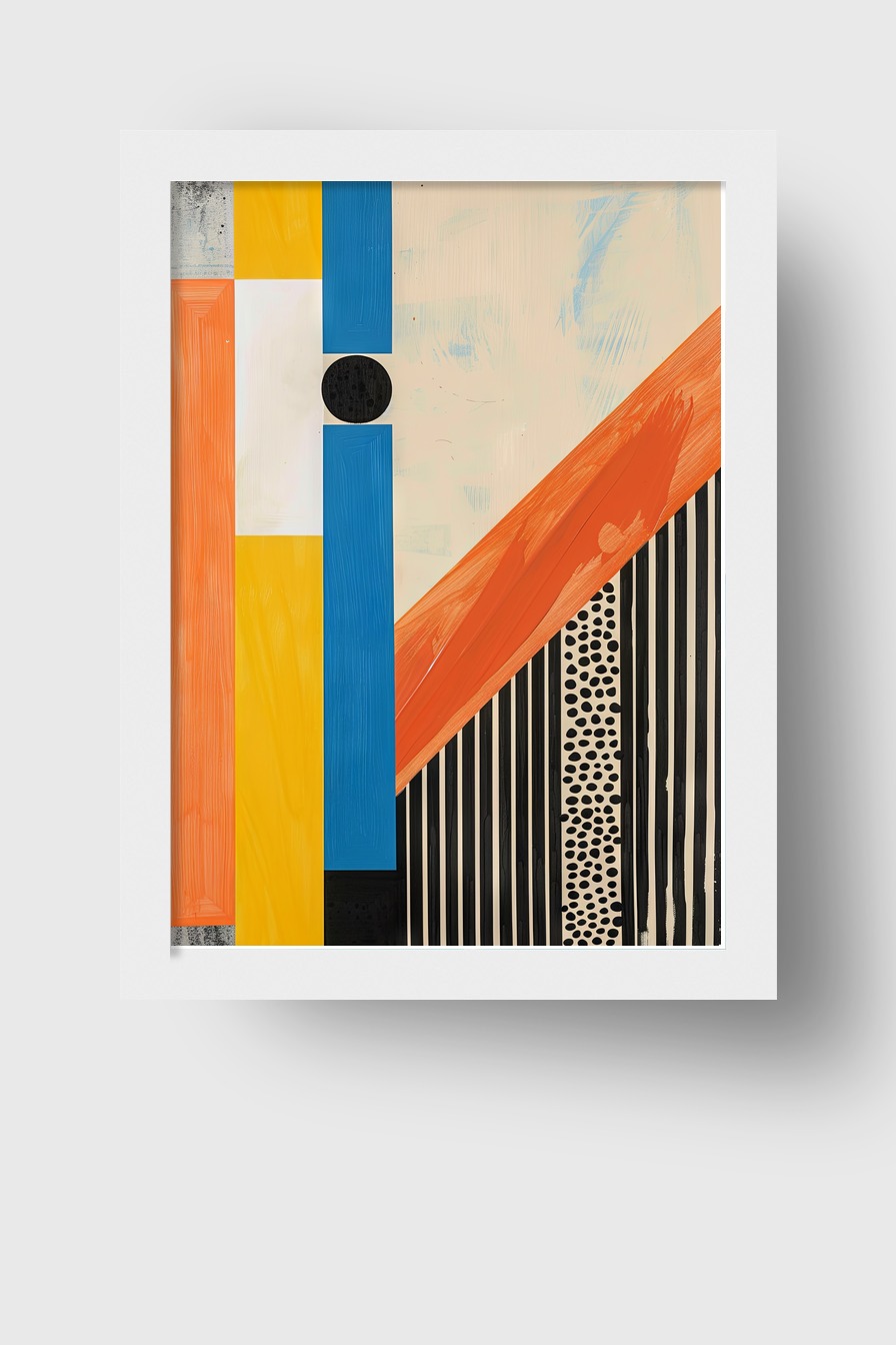 Grafikdesign Poster Streifen Punkte Kontrast Blau Gelb