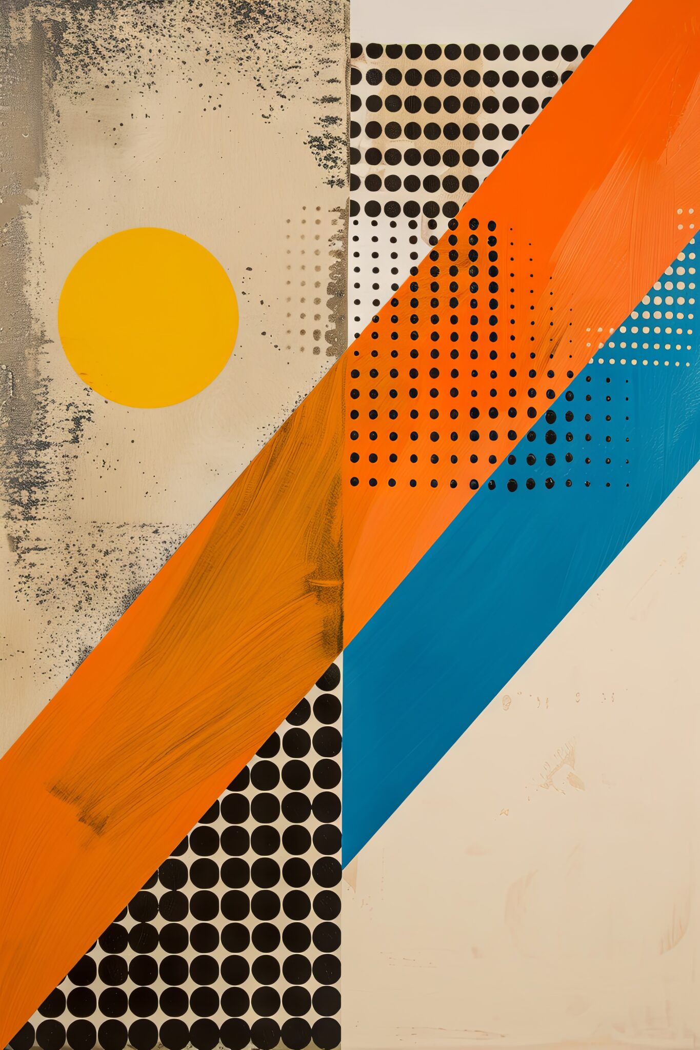 Grafikdesign Poster Kreis orange Streifen blau geometrisch