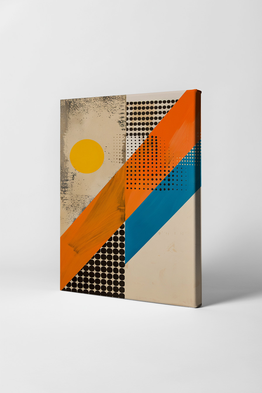 Grafikdesign Poster Kreis orange Streifen blau geometrisch