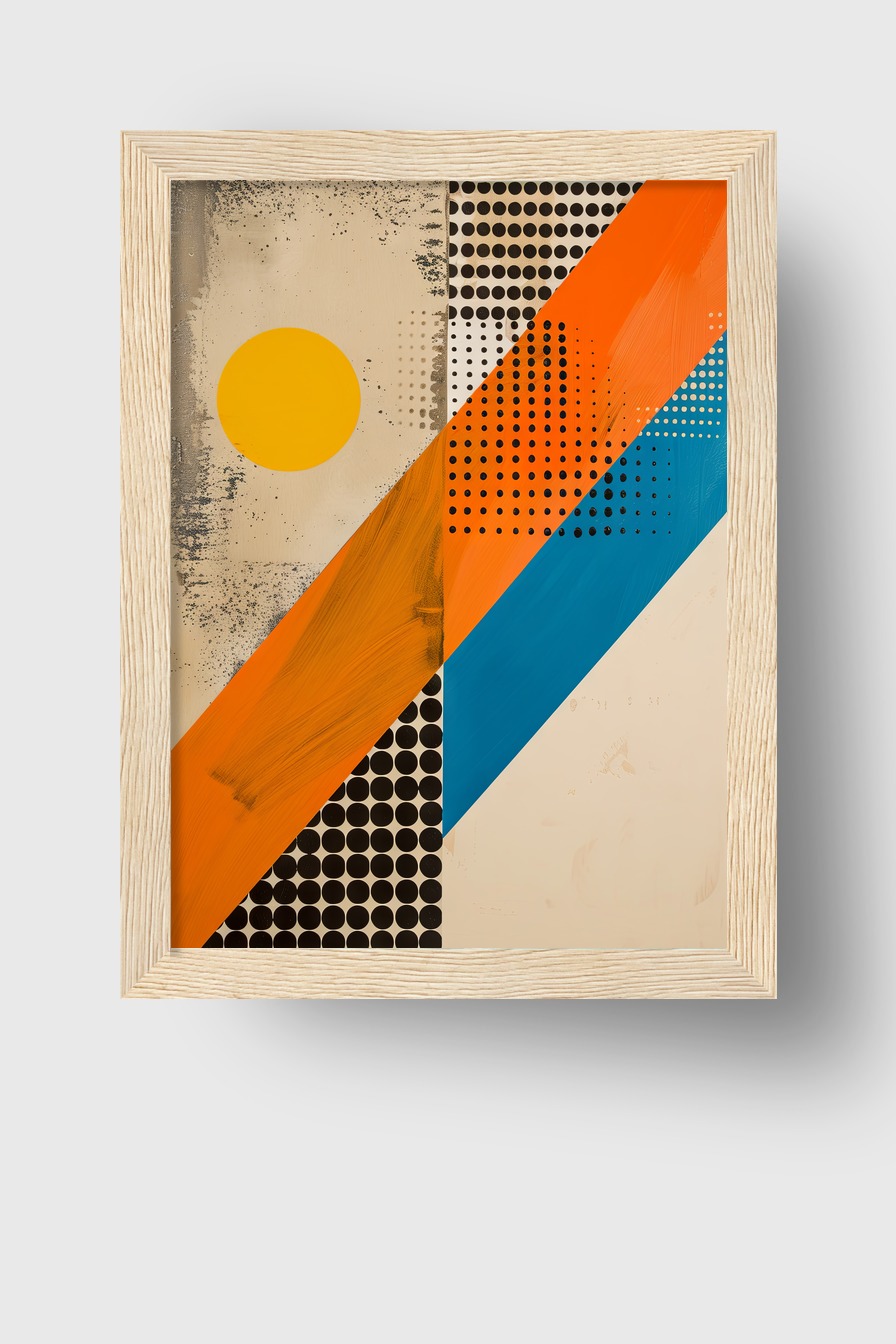 Grafikdesign Poster Kreis orange Streifen blau geometrisch