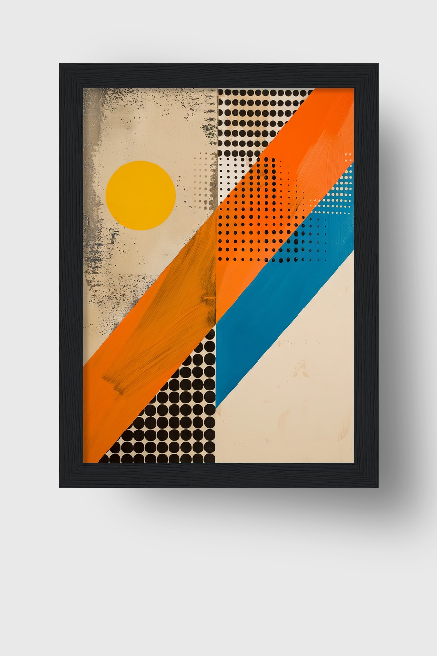Grafikdesign Poster Kreis orange Streifen blau geometrisch