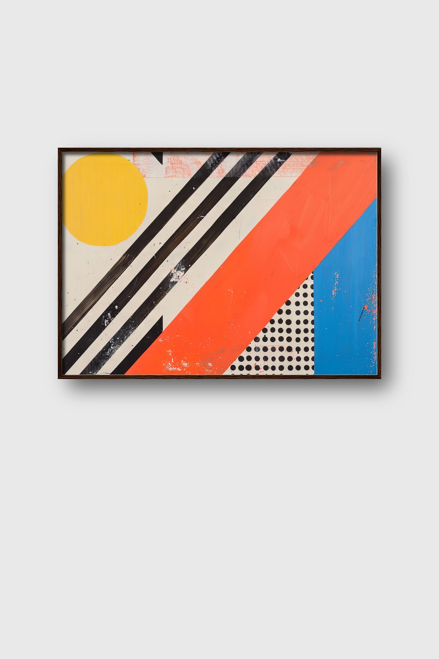 Grafik Poster Kreis Punkte diagonal Rot Blau Gelb