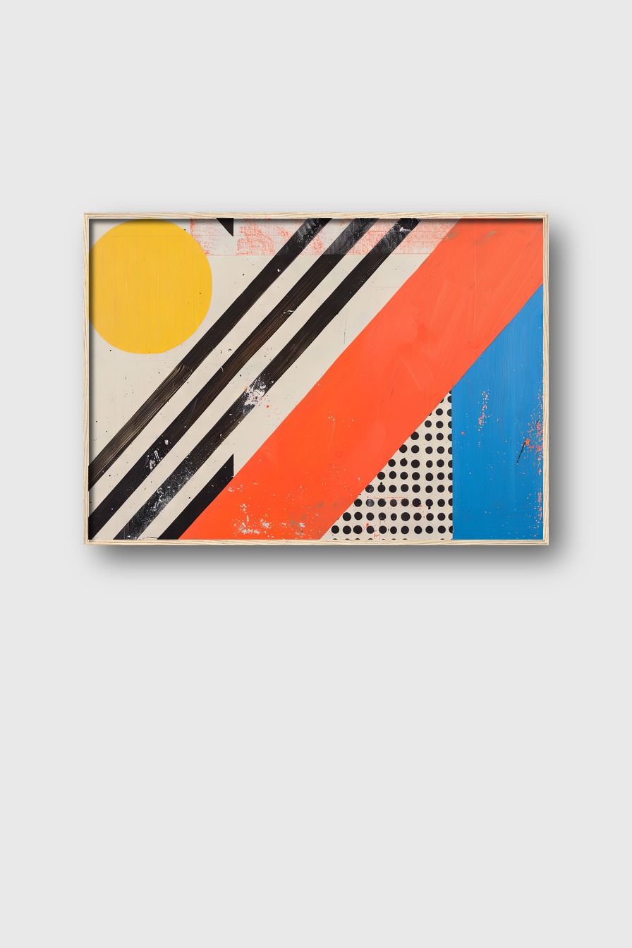 Grafik Poster Kreis Punkte diagonal Rot Blau Gelb