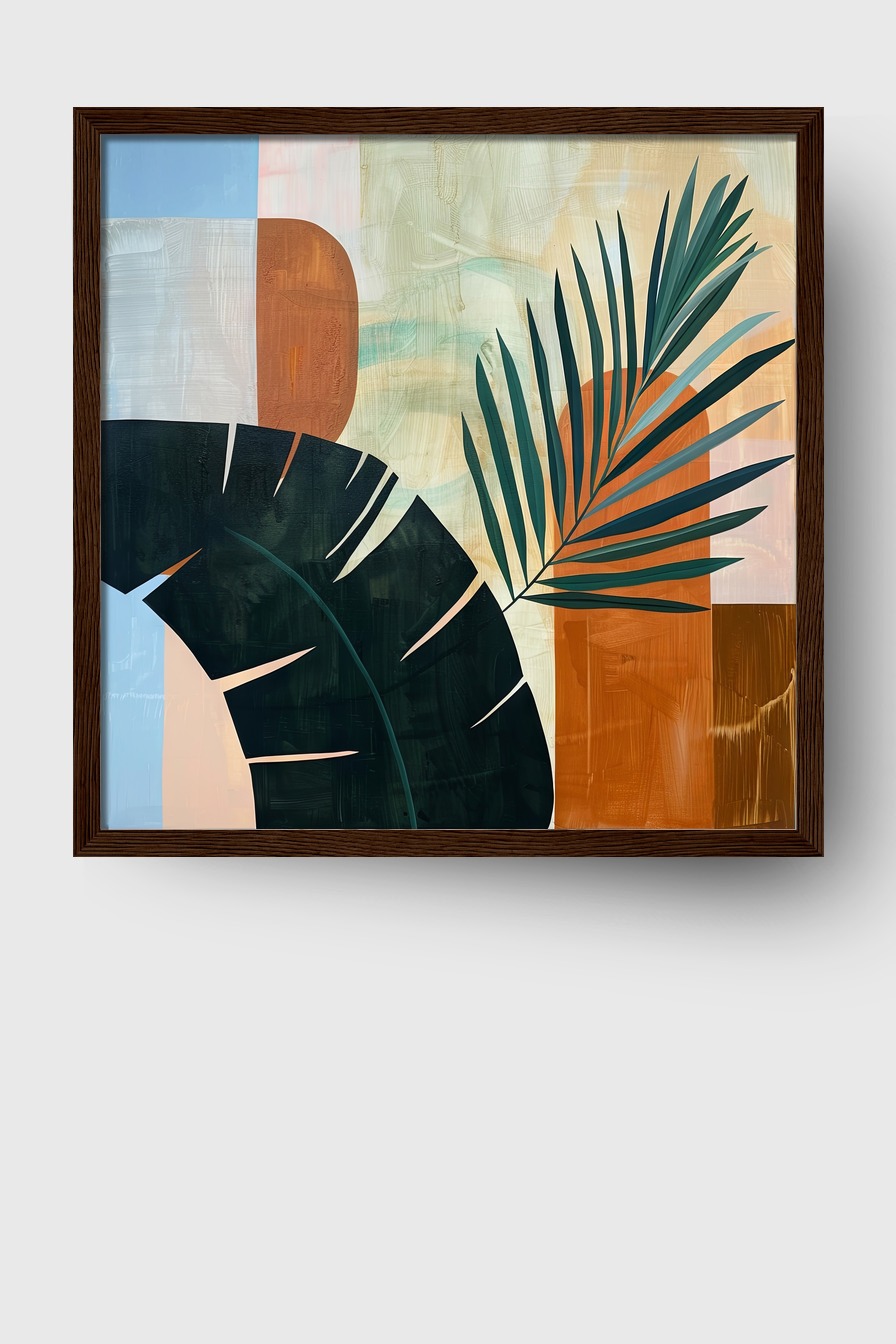 Digitale Kunst Poster Palmblatt abstrakt grün orange