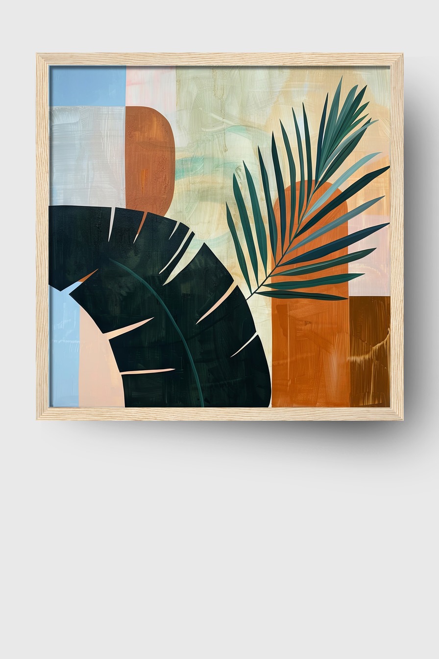 Digitale Kunst Poster Palmblatt abstrakt grün orange